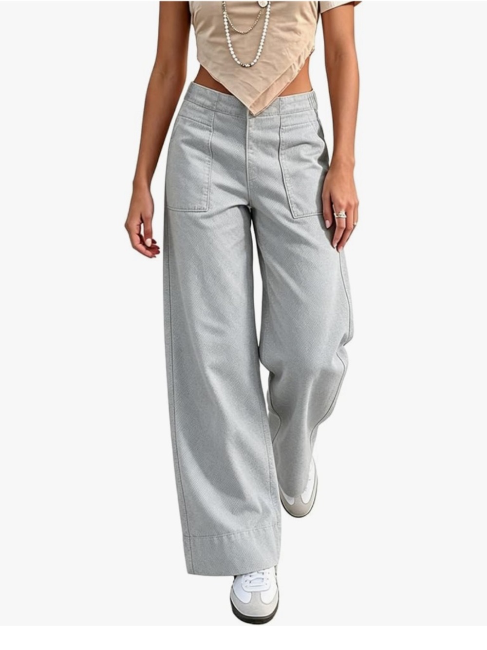 Wide Leg Utility Cargo Pants in Light Denim Size M